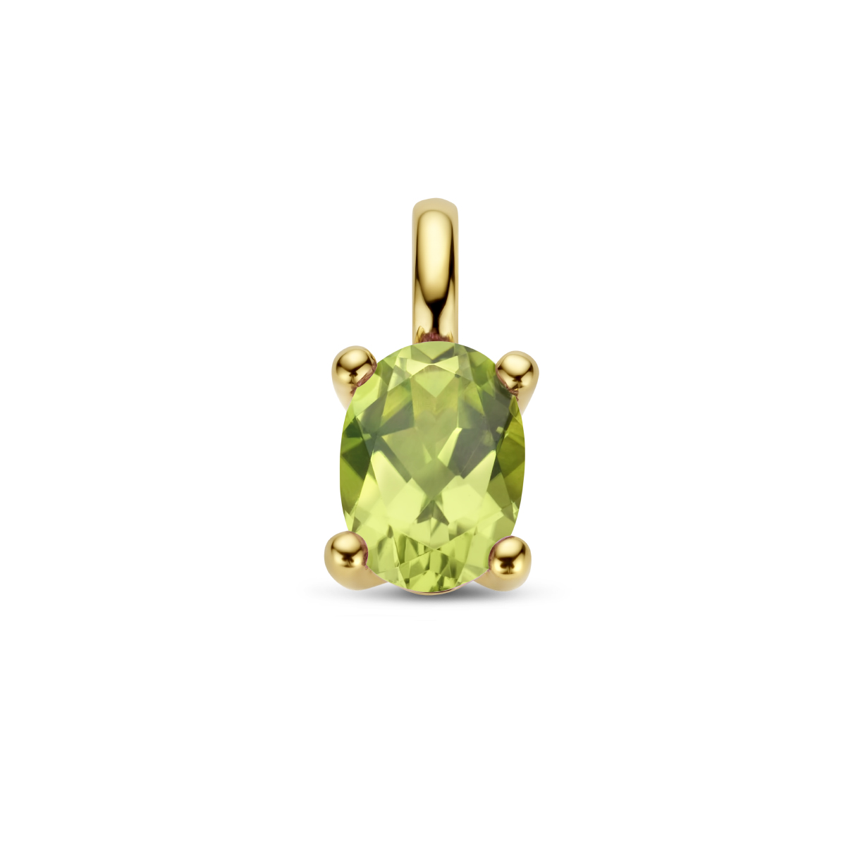 14k Geelgouden hanger uitgevoerd met schitterend peridot. De peridot heeft een steengewicht van 0.70ct.