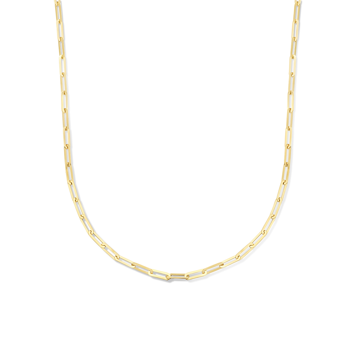14k Geelgouden collier met een schakelbreedte van 3.2mm en een draaglengte van 45cm. Uitgevoerd met karabijnsluiting.