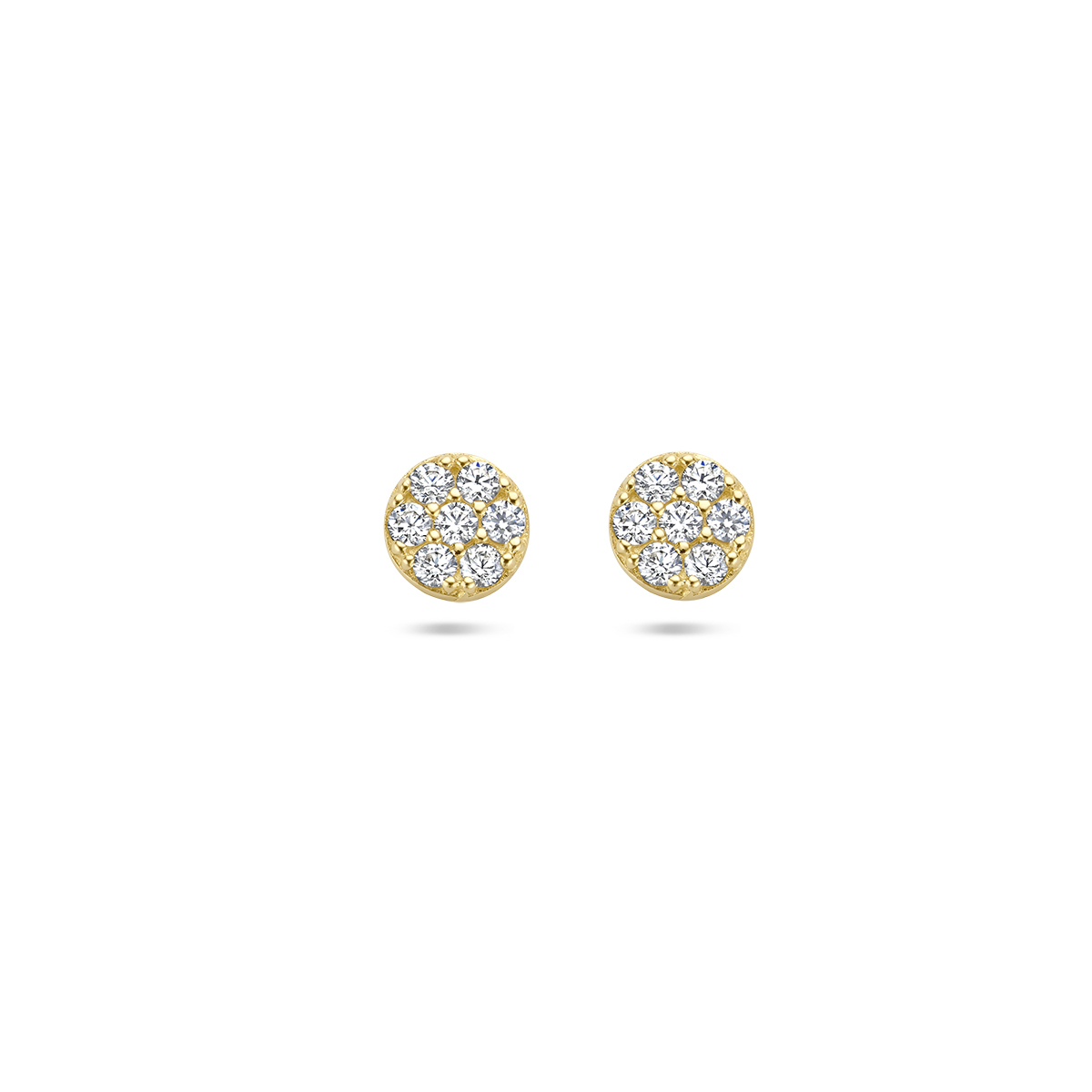 14k Geelgouden rondjes oorknoppen uitgevoerd met zirkonia. De oorknoppen hebben een diameter van 3.5mm.