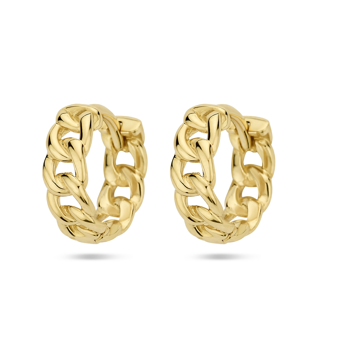 14k Geelgouden klapoorringen met een diameter van 10.5mm.