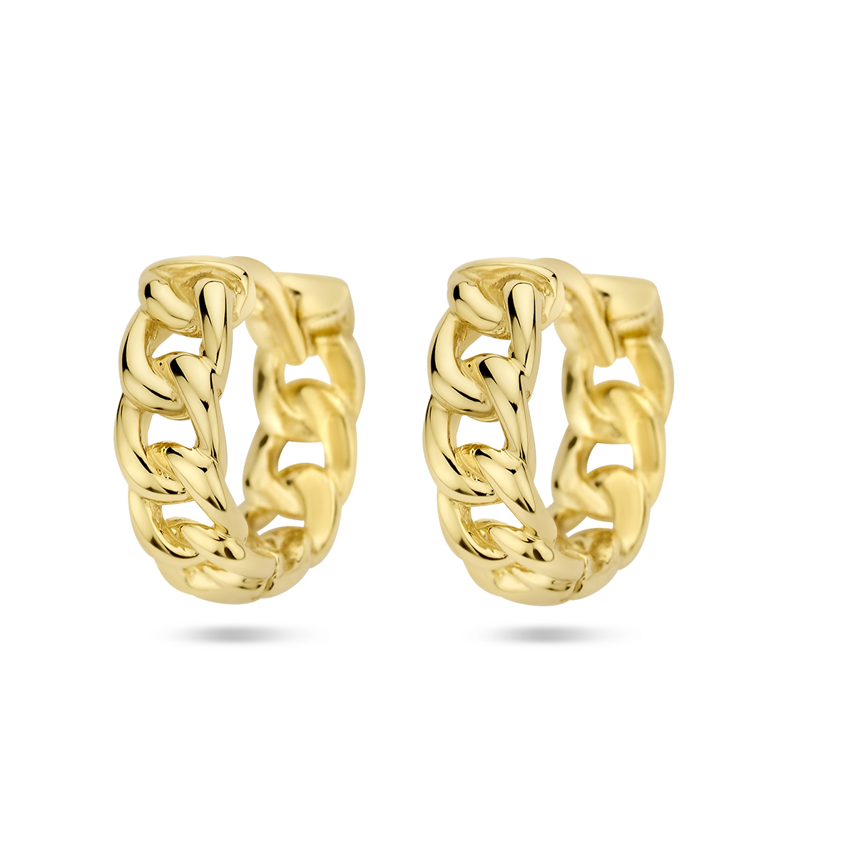 14k Geelgouden klapoorringen met een diameter van 12mm.