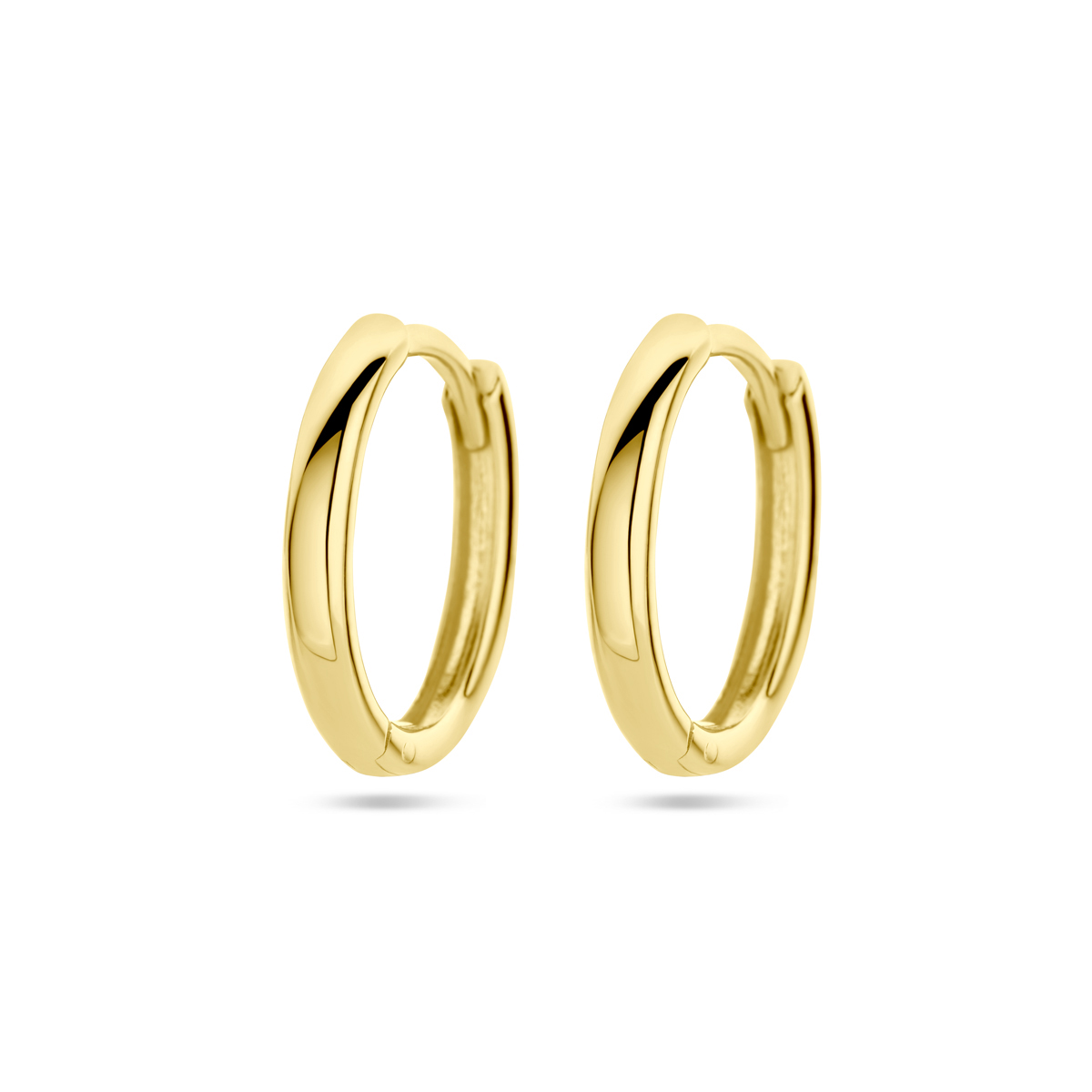  Geelgouden klapoorringen met een afmeting van 13.5x2mm.