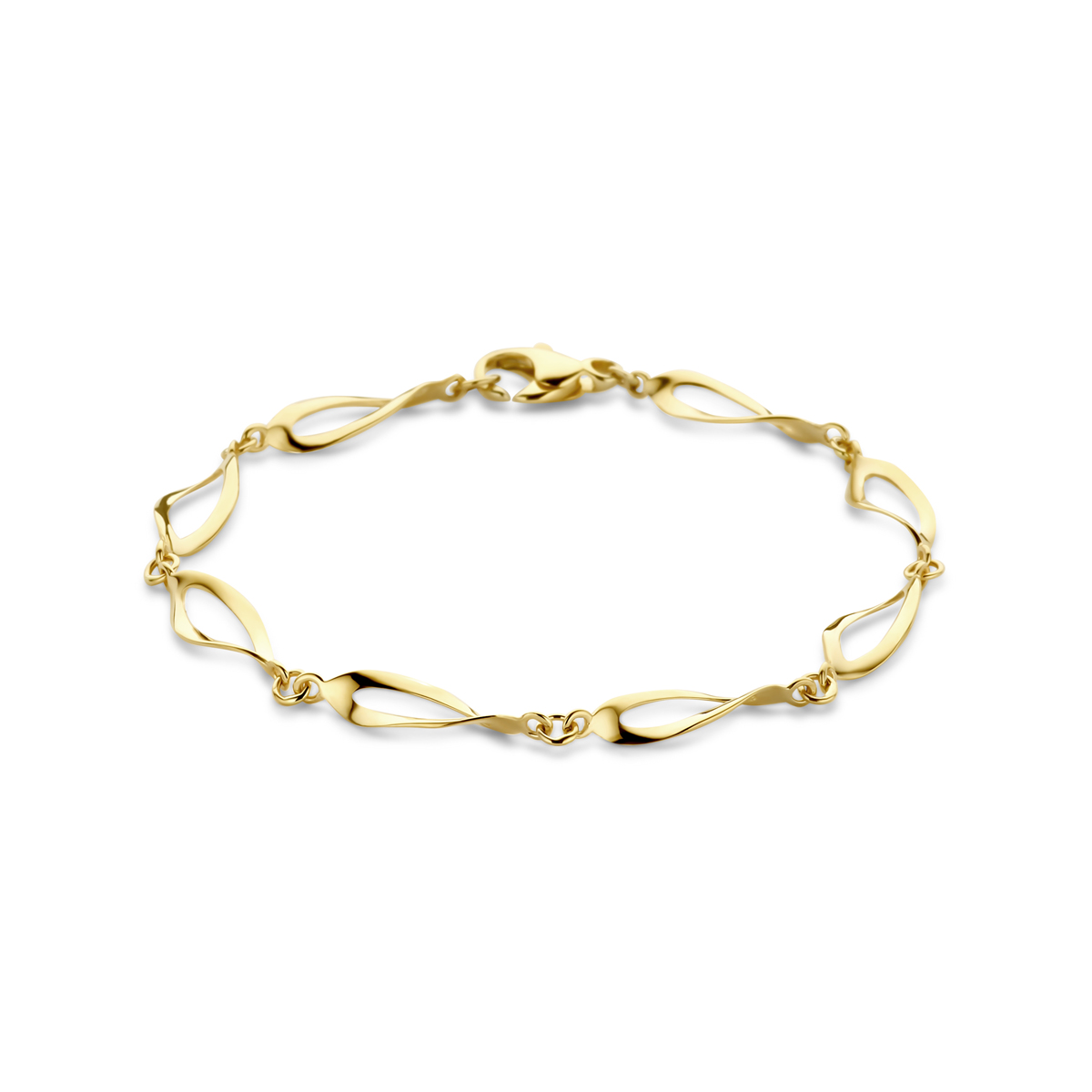 14k Geelgouden armband met een draaglengte van 19cm. De schakelbreedte heeft 6.5mm. Uitgevoerd met karabijnsluiting.
