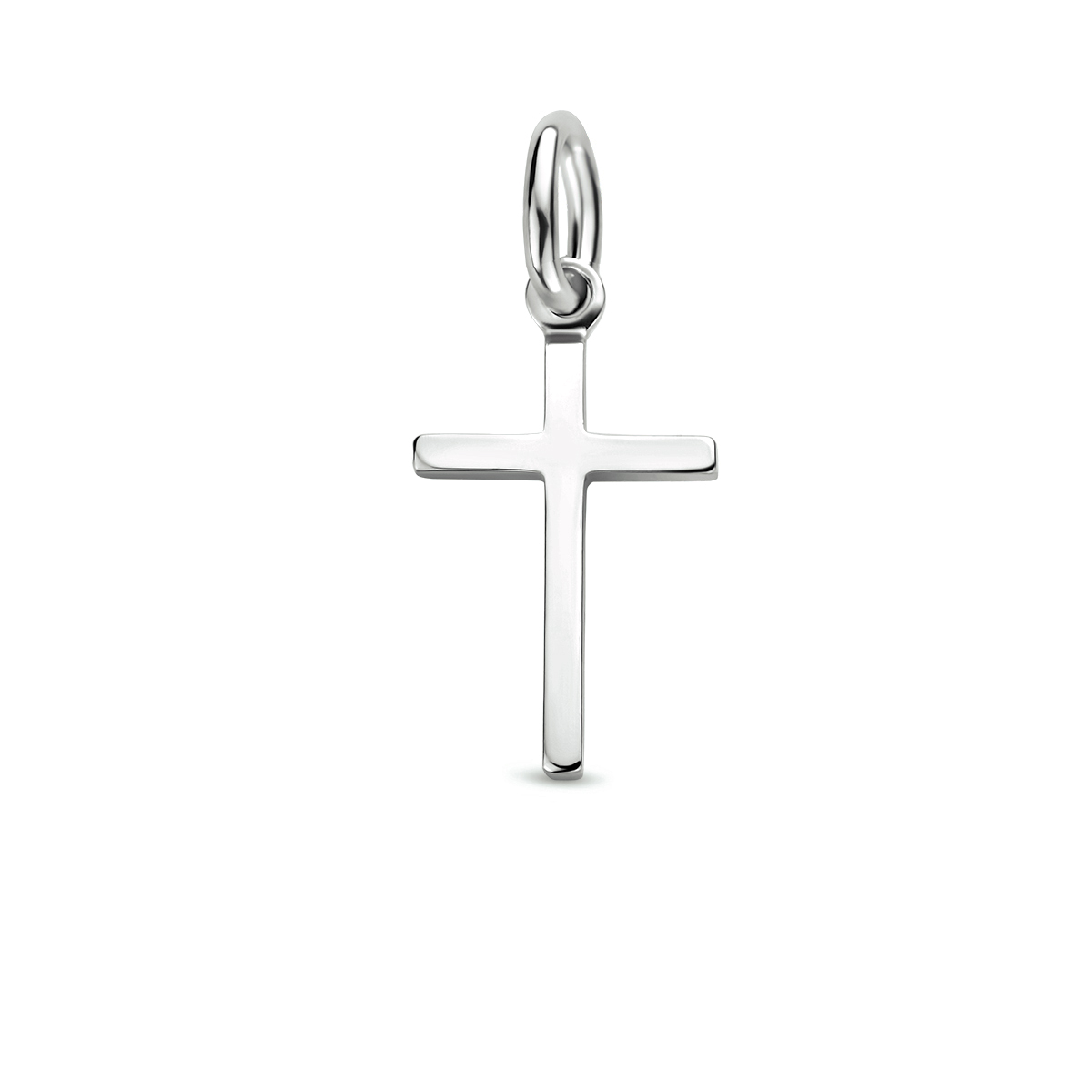 Witgouden hanger met een kruis.