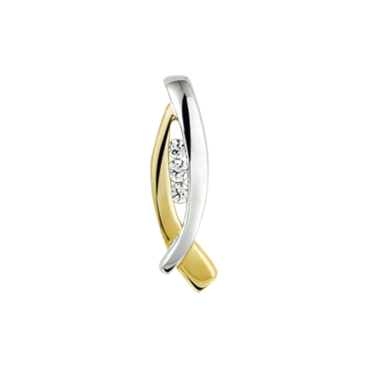 bicolor gouden hanger, fantasie+ zirconias