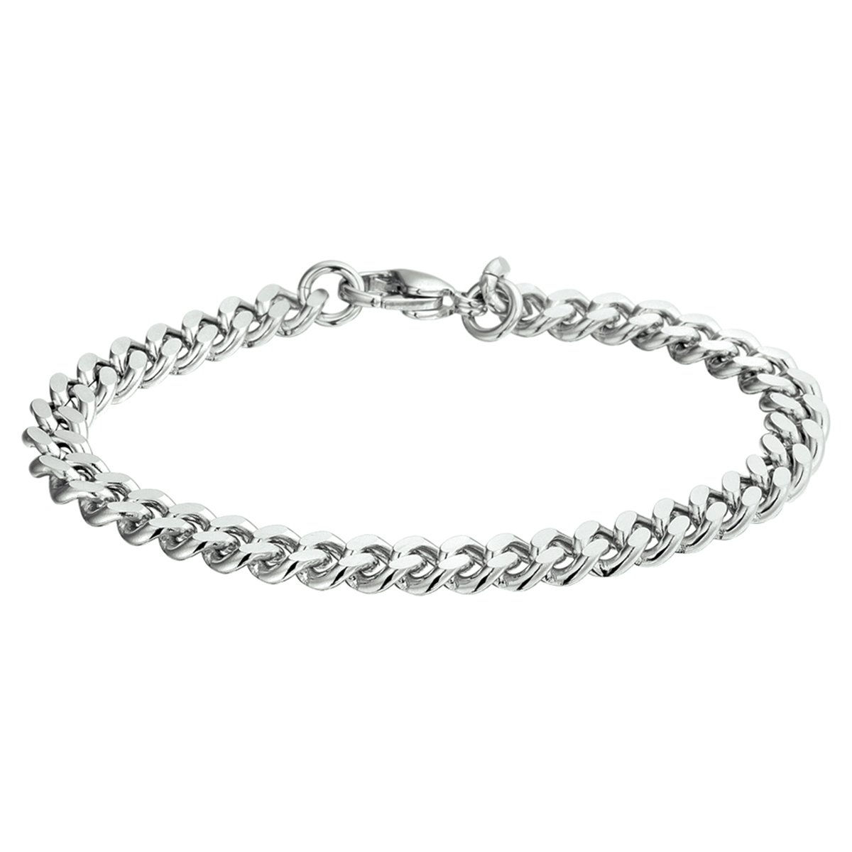 Stalen armband met gourmet schakel. 
Doelgroep: heren
Breedte: 6.2 mm
Langste lengte: 19 cm