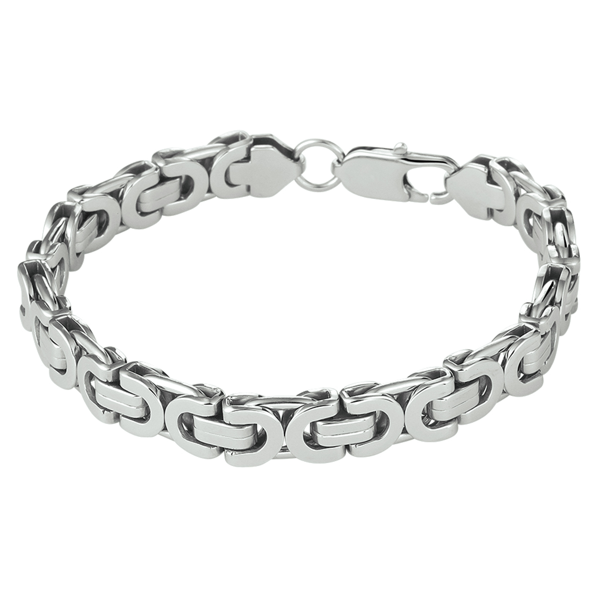 Stalen armband met een koningsschakel. De armband heeft een draaglengte van 21cm en een stevige karabijn sluiting.