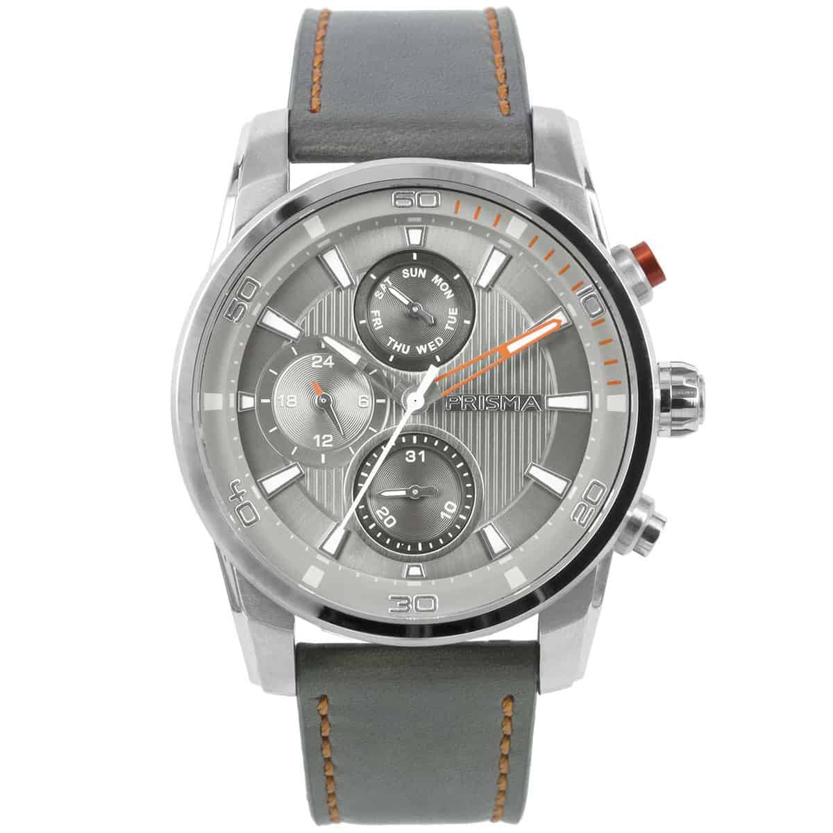 Prisma heren P1591 multifunctie horloge edelstaal 10 ATM 		
		
Algemeen		
Artikelnummer: P.1591		
Geslacht: heren		
Uurwerk: Seiko (VX9N) 		
Lichtfunctie: glow in the dark (Wijzers en index)		
Waterbestendigheid: 10 ATM/BAR		
		

