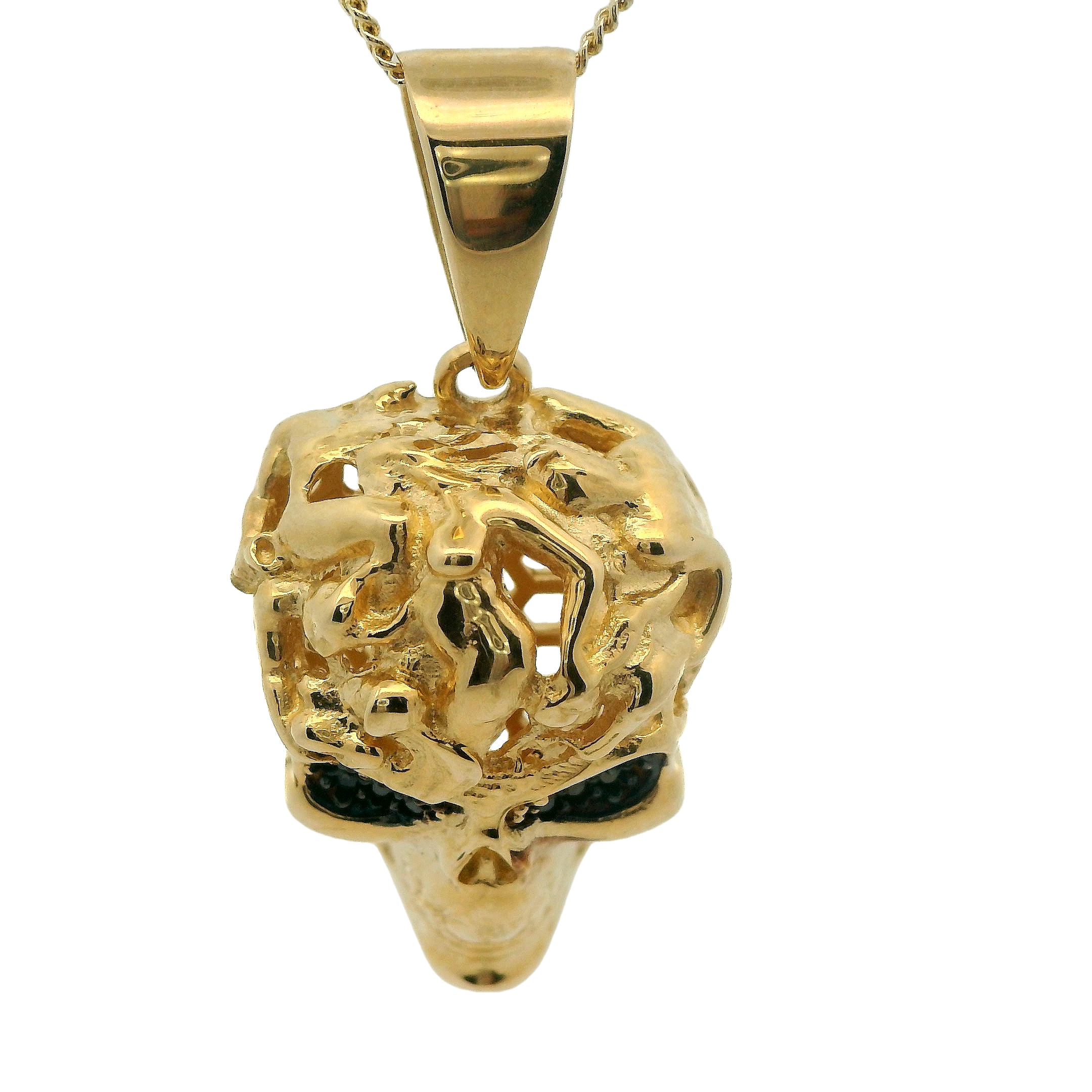Deze hanger van Louis Bros is vervaardigd uit 14 karaat geelgoud met zirkonia (5.76 gr.).
Deze hanger in de vorm van een schedel is een gedurfd en uniek sieraad dat opvalt door zijn opvallende ontwerp. De glans van het geelgoud geeft de hanger een luxueuze uitstraling, terwijl de schedel symbool staat voor kracht, mysterie en levenslust. Dit sieraad is perfect voor iemand die houdt van een edgy, maar stijlvolle look. Of het nu gedragen wordt als een statement piece of als een subtiel detail, deze geelgouden schedel hanger trekt ongetwijfeld de aandacht en maakt elke outfit compleet.