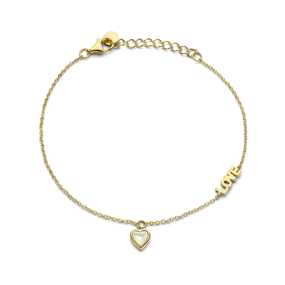Naiomy armband parelmoeren hart en LOVE letters N3N59