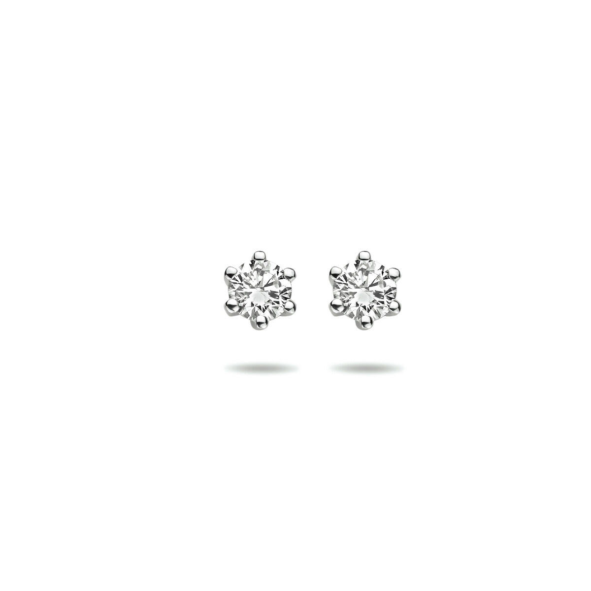 witgouden oorstekers, 6poot+ 2x0.25ct Man Made