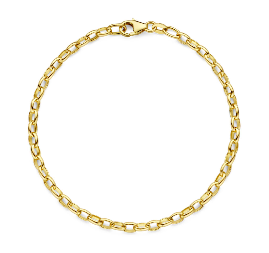 Geelgouden minioro schakelarmband big massief 3.5MM