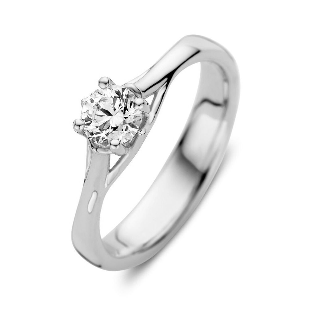 Huiscollectie - Witgouden solitair ring bezet met een briljant geslepen labgrown diamant - CVDR98-WIT mt52
