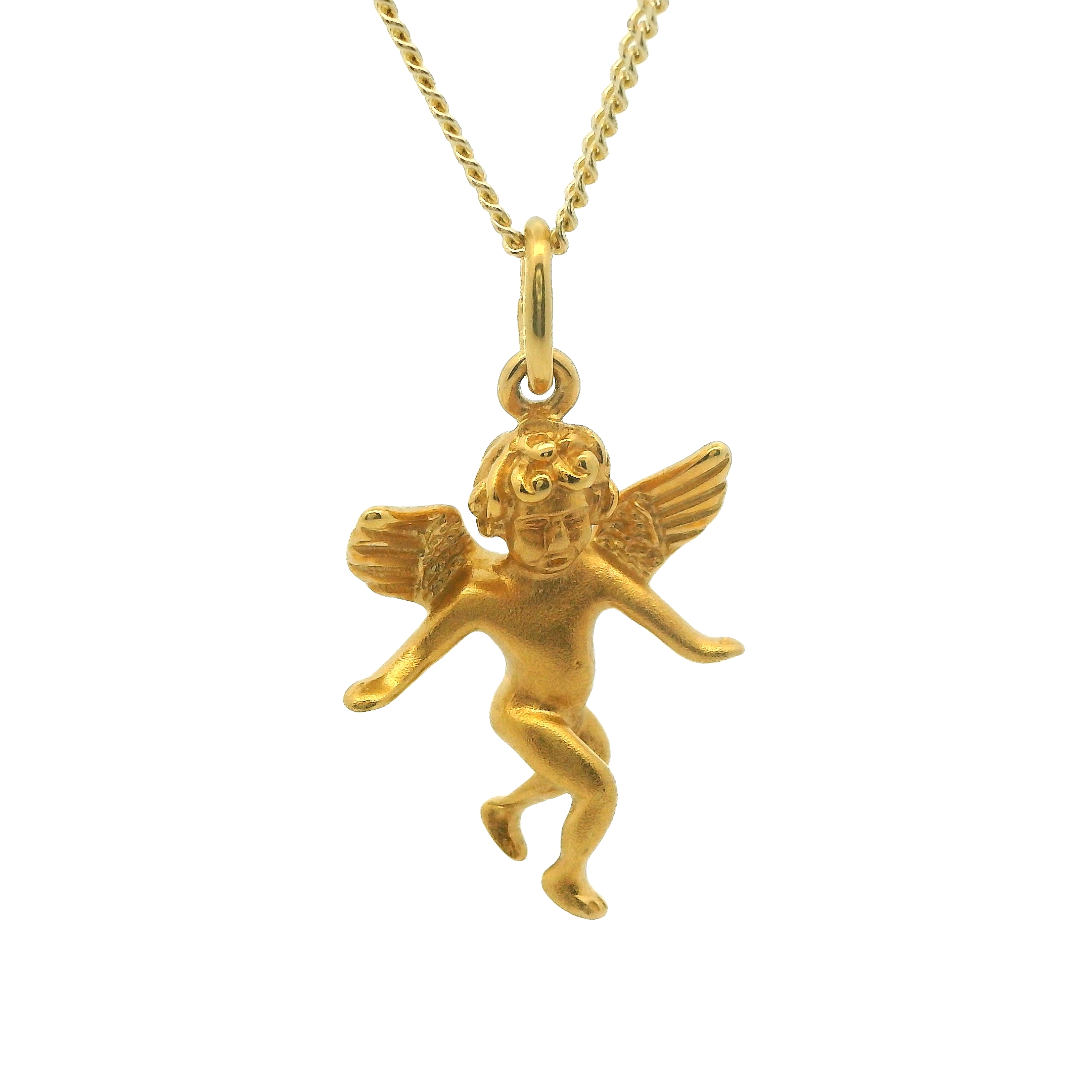 Deze hanger van Louis Bros is vervaardigd uit 14 karaat geelgoud (1.89 gr.).
Deze hanger in de vorm van een engel straalt elegantie en symboliek uit. De warme glans van het goud benadrukt de gedetailleerde vormen van de engel, die vaak wordt gezien als een beschermend en spiritueel symbool. Deze hanger is niet alleen een prachtig sieraad, maar ook een betekenisvolle talisman die rust en bescherming kan bieden. Perfect om dicht bij het hart te dragen, is deze geelgouden engel een subtiele en stijlvolle toevoeging aan elke sieradencollectie.