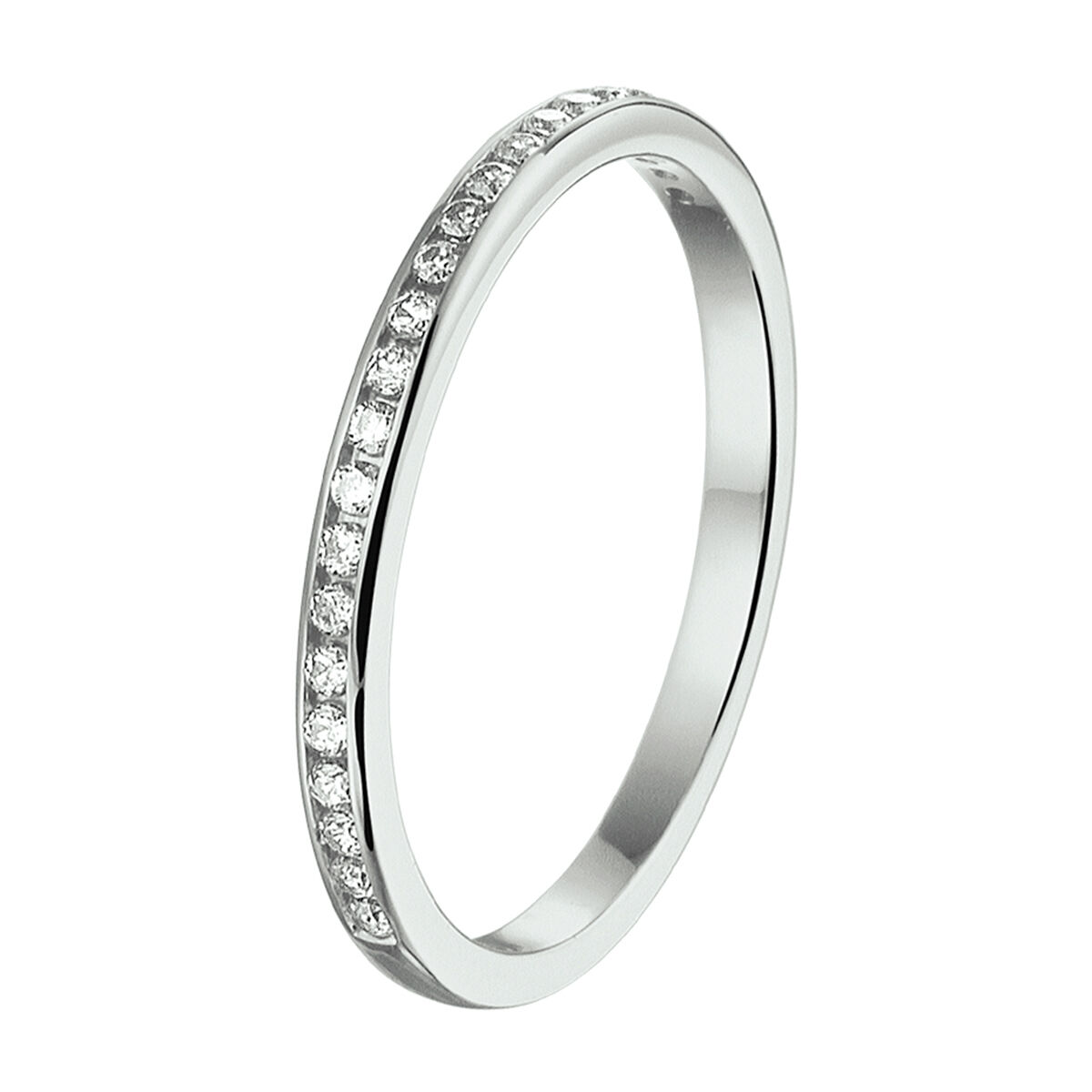14kt. witgouden (aanschuif)ring met zirconia