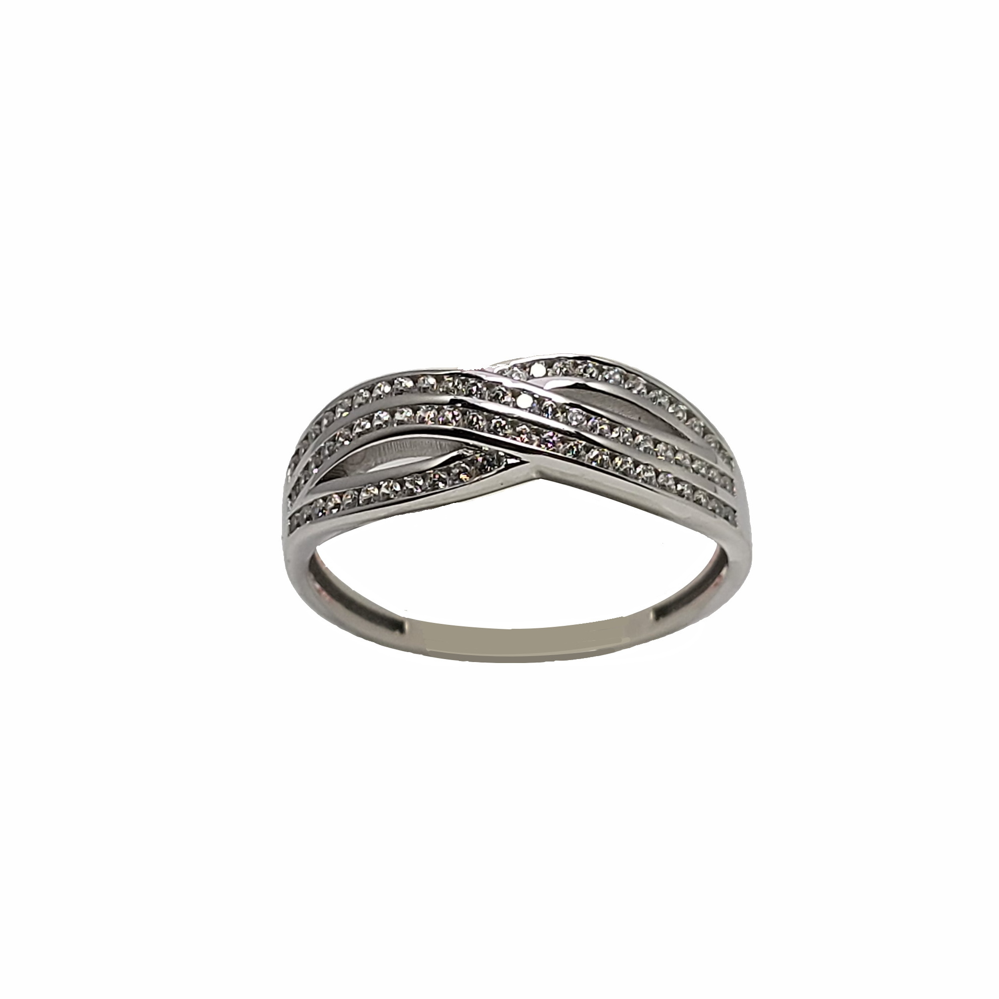 Witgouden fantasie ring met zirkonia.