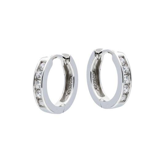 Zilveren klapoorringen met zirconia's