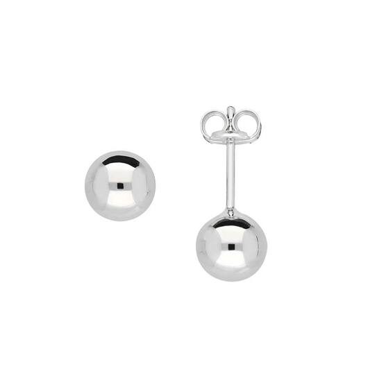 14kt. witgouden boloorstekers 6mm. 