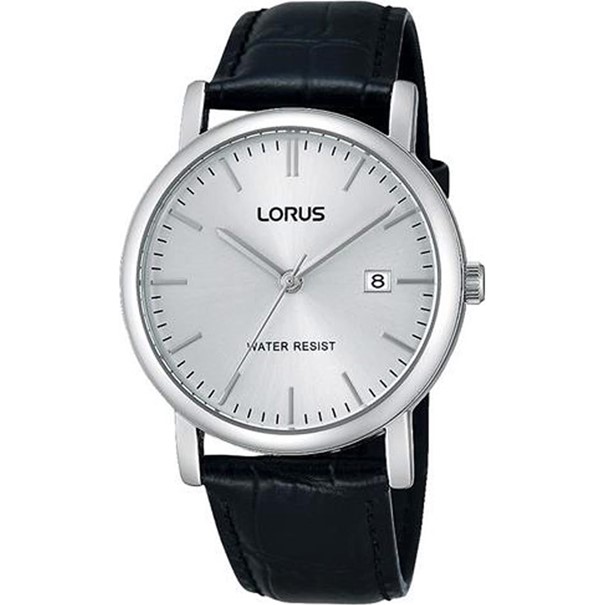 Lorus herenhorloge met zwarte lerenband en datum