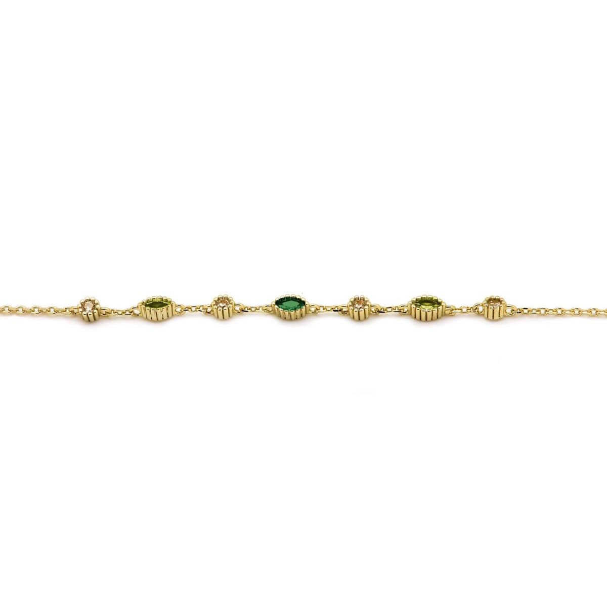 zilveren Karma armband, JULES Emerald Green Goldplated