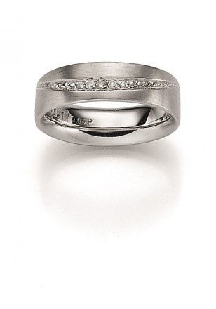 Trouwring in mat zilver met diamant 0.049 ct van het merk Viventy