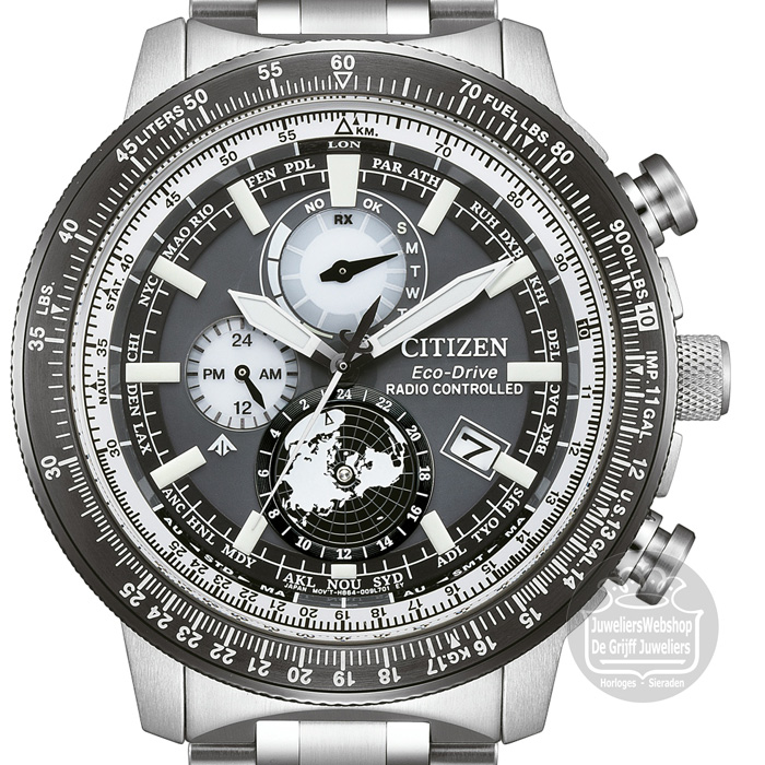 Citizen radio-controlled horloge zwart/wit