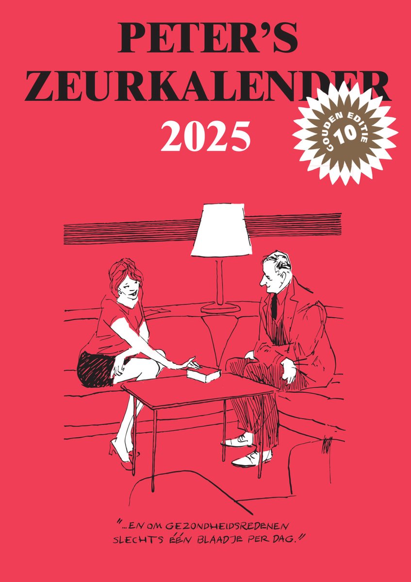 Peter’s Zeurkalender is een scheurkalender met iedere dag een cartoon van Peter van Straaten. Begin elke dag met humor! Afmeting: 13 x 18 cm