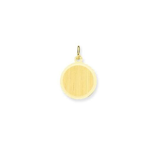 Gouden matte graveerplaathanger rond met glanzende facetrand, 14mm.