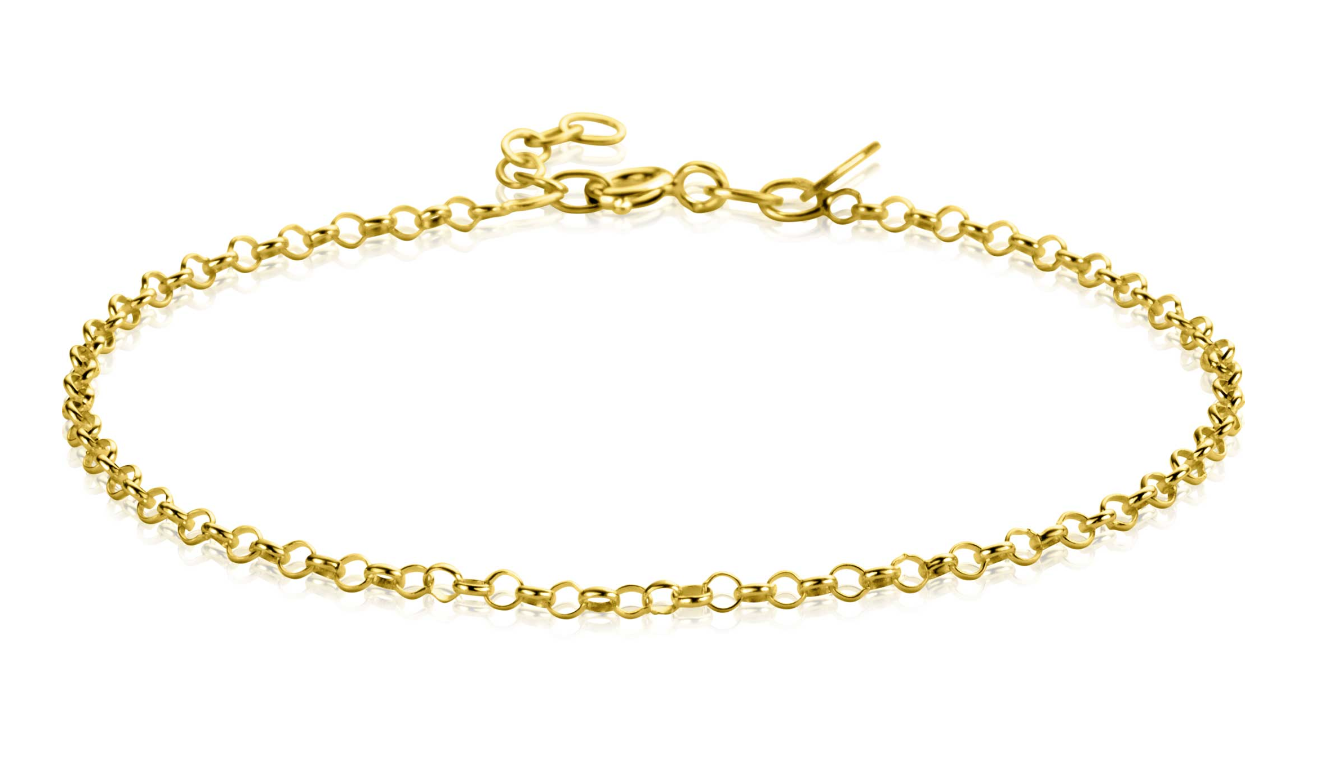 ZINZI Gold 14 krt gouden jasseron armband met schakels van 2,2mm breed. De lengte is te vari&euml;ren tussen 18 en 20cm door het verlengstukje. Met herkenbaar 'Zinzi' door het kleine gouden Zinzi hartje bij de sluiting. Vervaardigd van geheel 14 karaat goud (585).