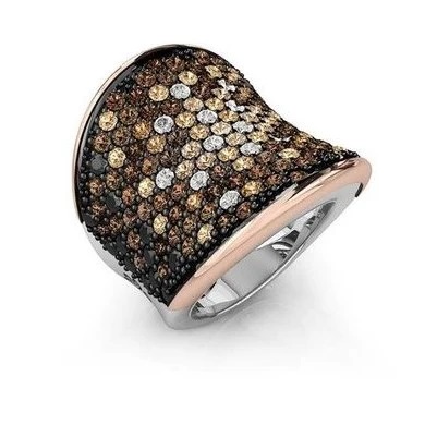 Bohemme - CORE Eternal Love met Rook Quartz en zwart Spinel, zilver/18kt goud