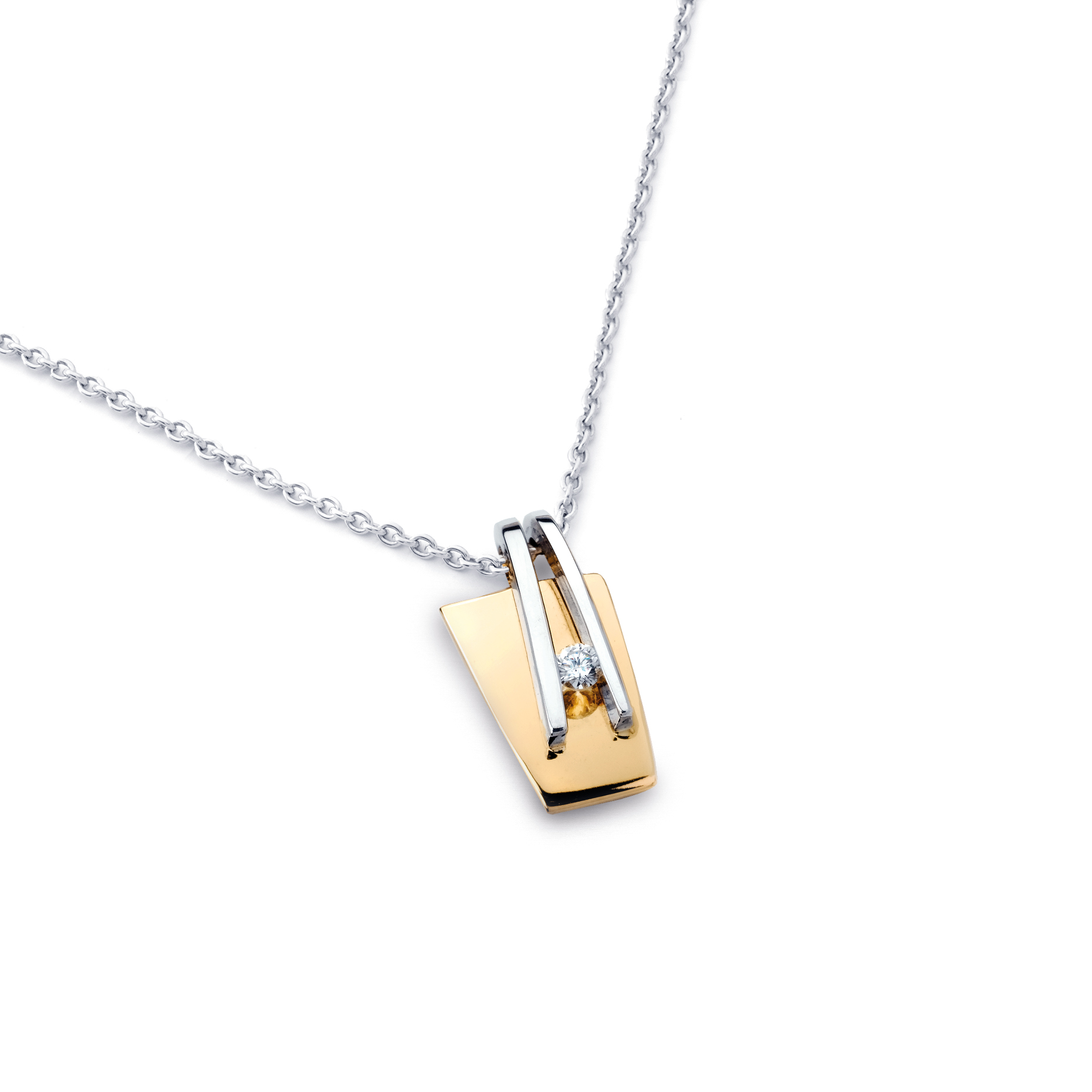 Hanger Galla 14kts goud met briljant 0,08crt si/river (exclusief collier)