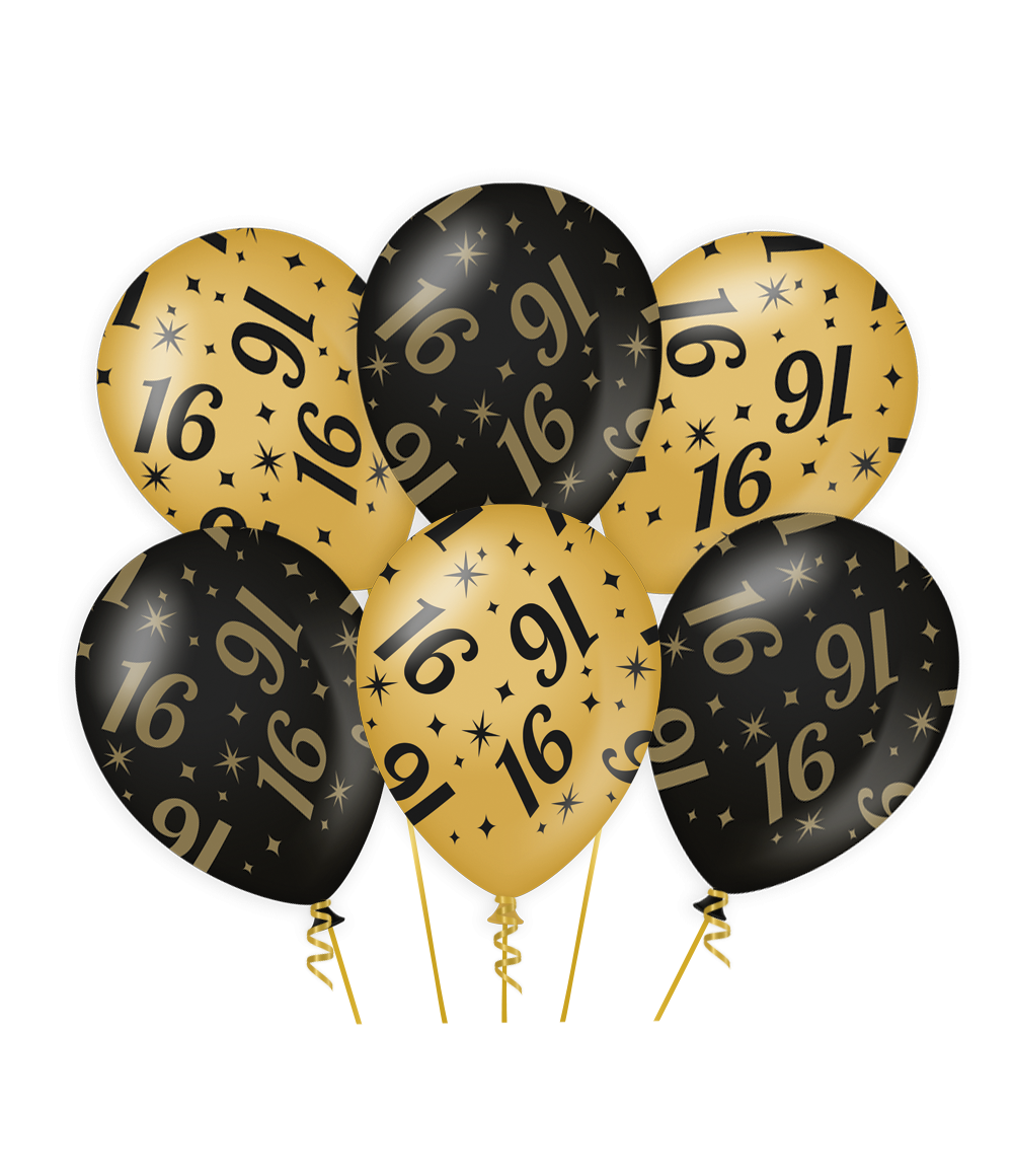 De gold/black Classy party balloons van Paper Dreams zijn een feestelijke toevoeging voor elke winkel. Deze goud/zwarte ballon met 16 is gemaakt van natuurlijk latex en door het unieke kleurgebruik zijn deze luxe ballonnen een echte eyecatcher. De Classy party balloons zijn 30 bij 30 centimeter en ze zijn te bestellen per 6. 

