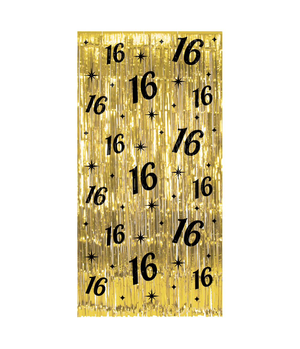 De Classy party curtains van Paper Dreams zijn uitgevoerd in de stijlvolle kleuren goud en zwart.