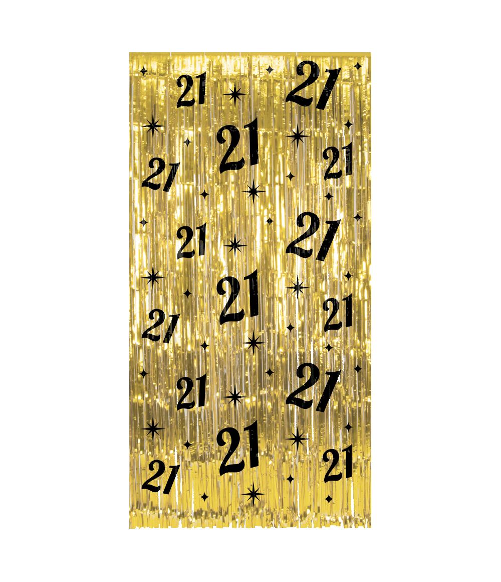 De Classy party curtains van Paper Dreams zijn uitgevoerd in de stijlvolle kleuren goud en zwart.