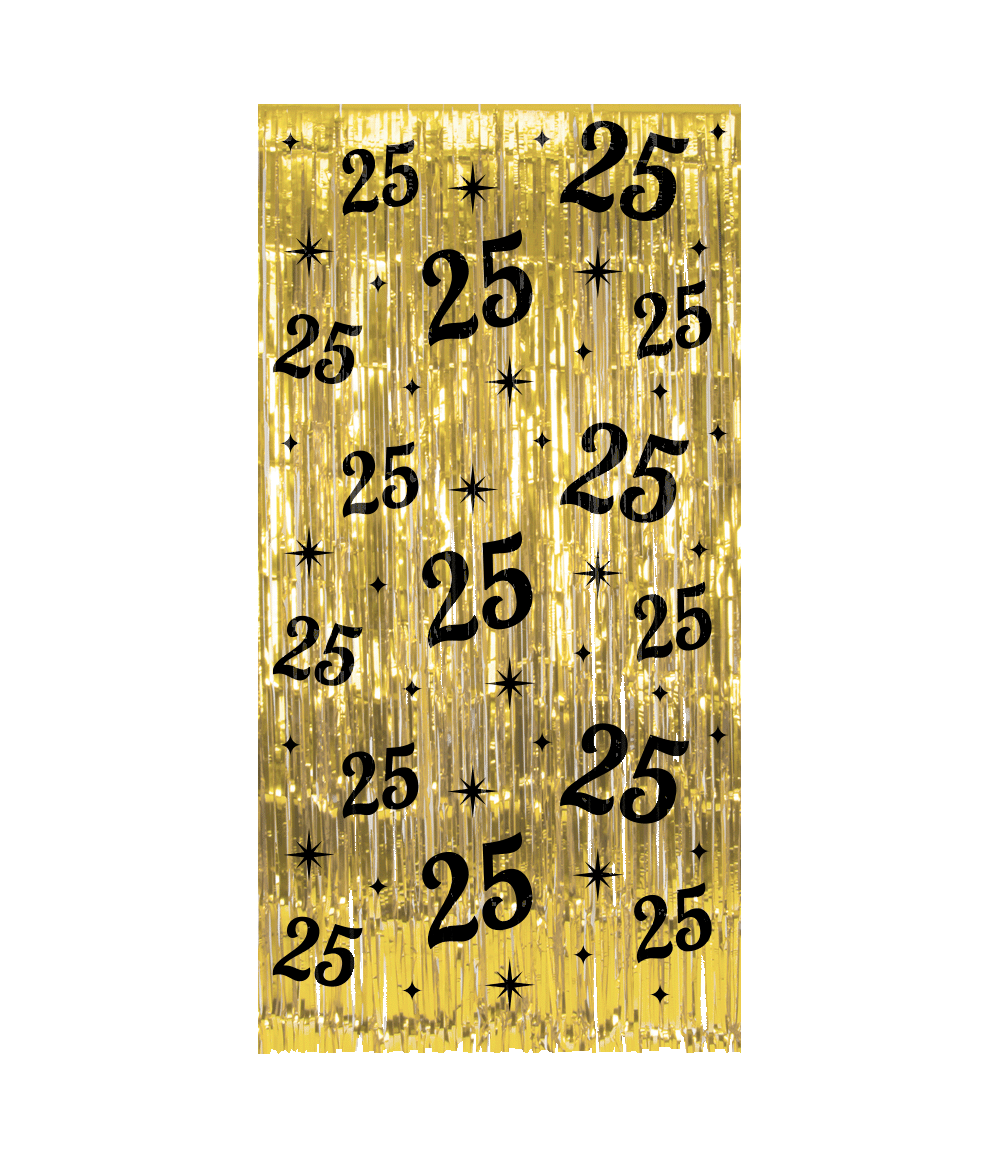 De Classy party curtains van Paper Dreams zijn uitgevoerd in de stijlvolle kleuren goud en zwart.