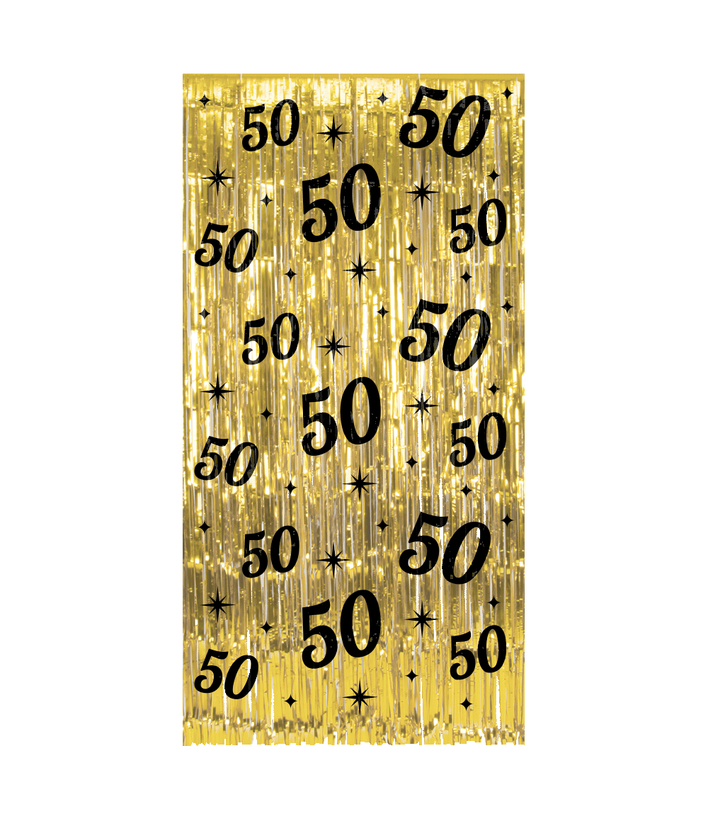 De Classy party curtains van Paper Dreams zijn uitgevoerd in de stijlvolle kleuren goud en zwart. 
