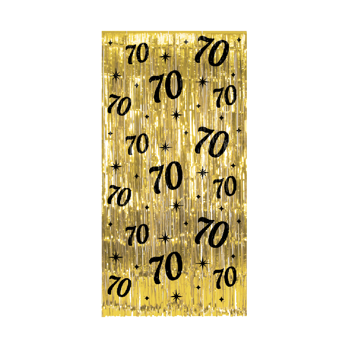 De Classy party curtains van Paper Dreams zijn uitgevoerd in de stijlvolle kleuren goud en zwart.