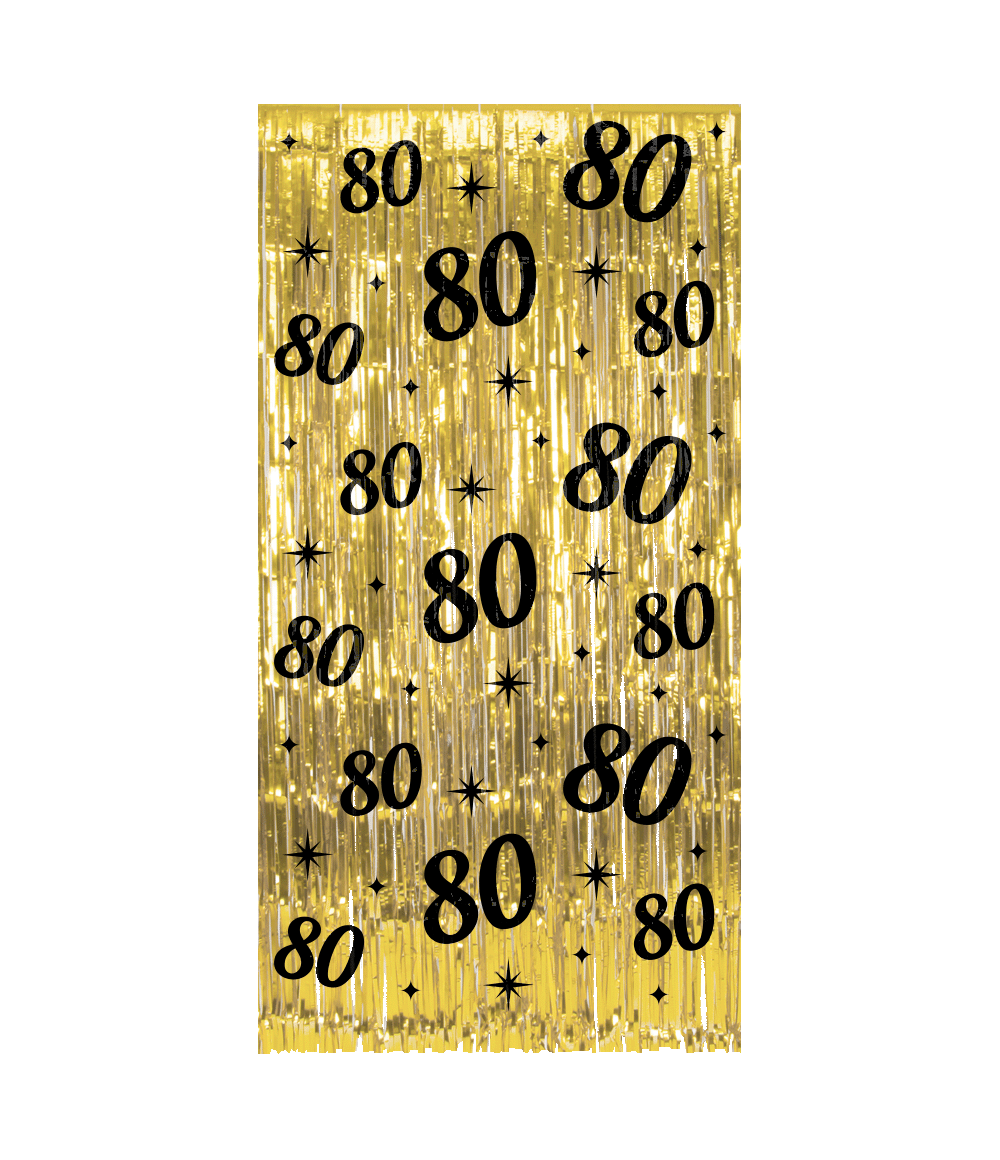 De Classy party curtains van Paper Dreams zijn uitgevoerd in de stijlvolle kleuren goud en zwart. 