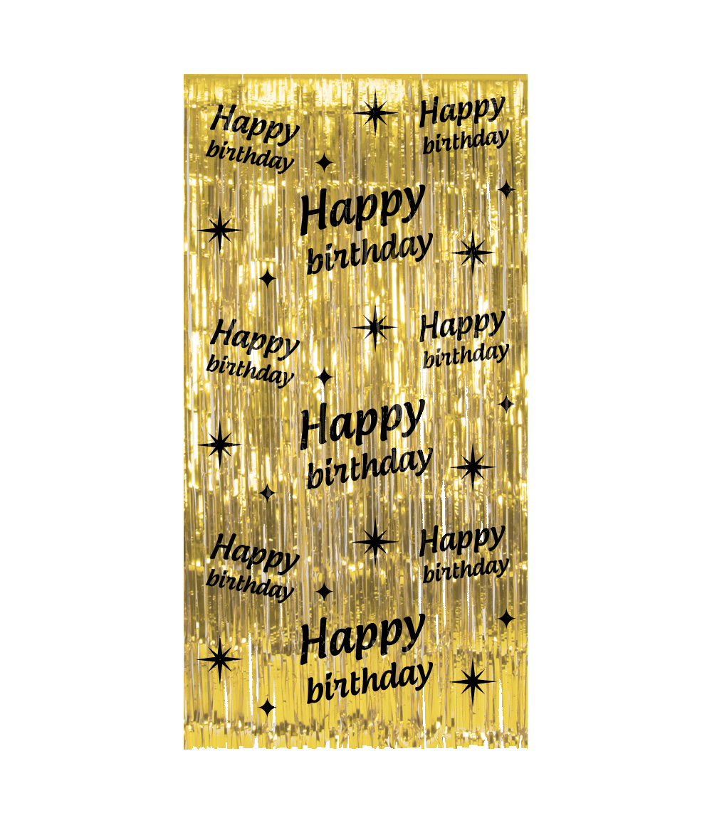 De Classy party curtains van Paper Dreams zijn uitgevoerd in de stijlvolle kleuren goud en zwart.