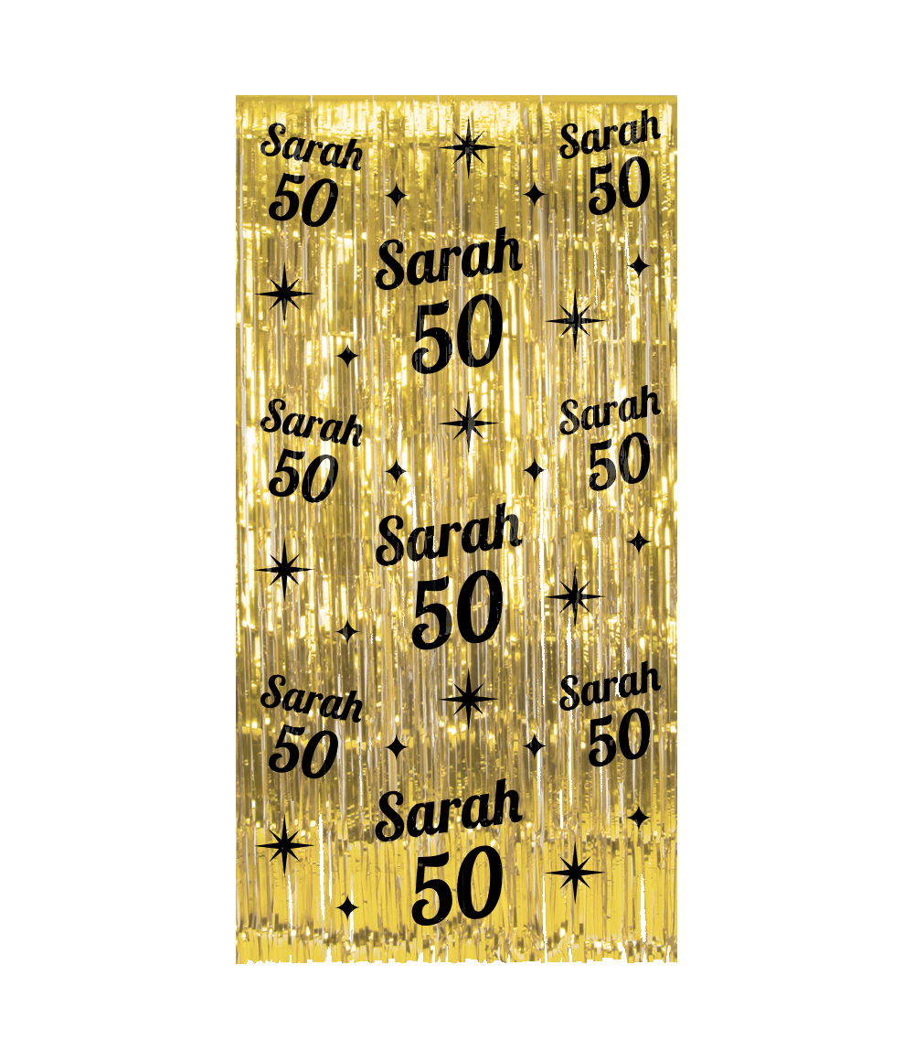 De Classy party curtains van Paper Dreams zijn uitgevoerd in de stijlvolle kleuren goud en zwart.