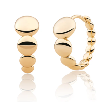 Sparkling Jewels - Zilveren bolletjes klapcreolen, verguld, 15.5mm - EAG33