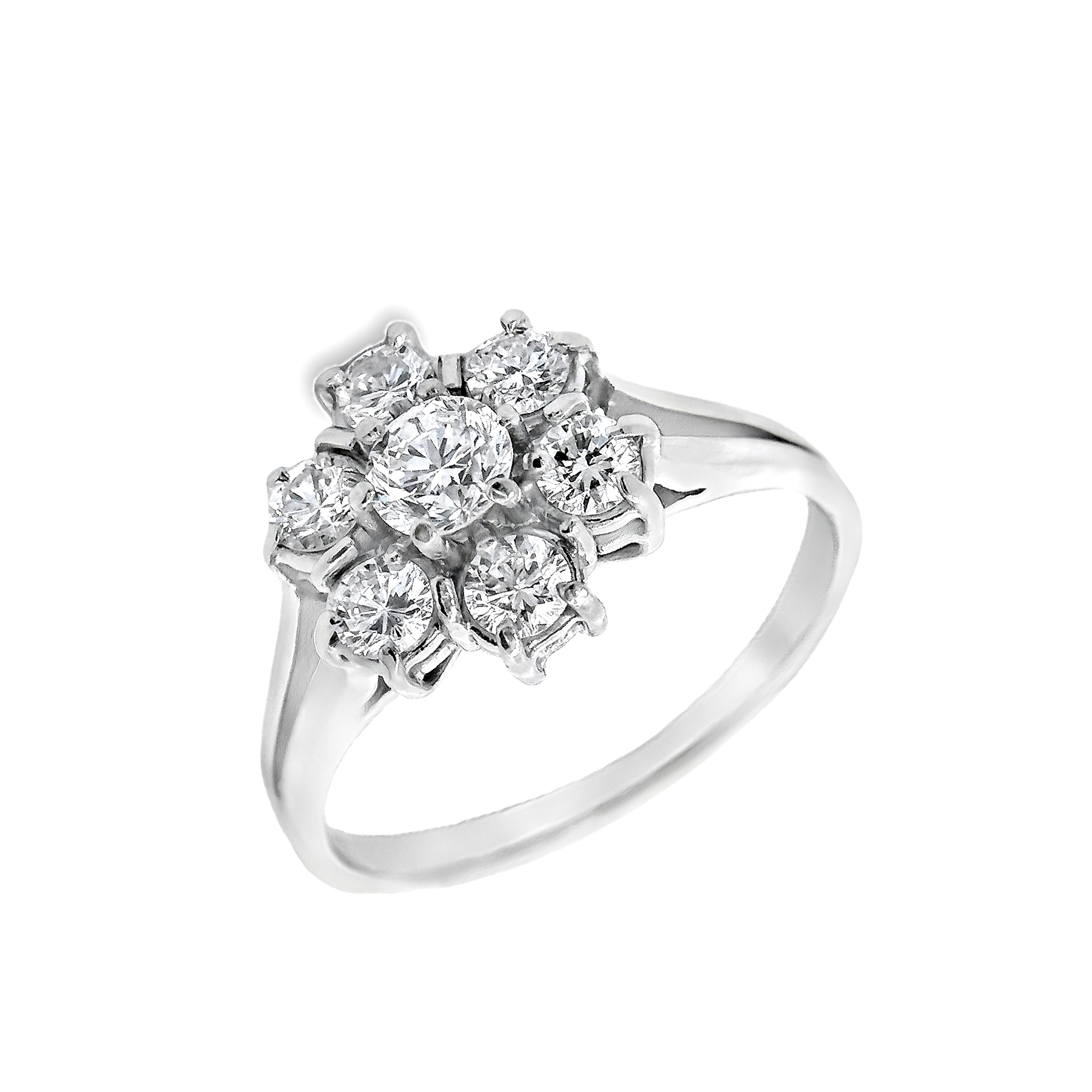 Deze ring van Louis Bros is vervaardigd uit 14 karaat witgouden (2.72 gr.) en is gezet met 7 briljant geslepen diamanten met een totaalgewicht van 0.75ct.
Een witgouden entourage ring met diamant straalt tijdloze elegantie en verfijning uit. Het koele, glanzende witgoud vormt de perfecte basis voor de schittering van de diamanten. In het midden schittert een solitaire diamant, omringd door een prachtige entourage van kleinere diamanten die het geheel een schitterend halo-effect geven. Deze ring is een klassieke keuze, ideaal voor speciale gelegenheden zoals verlovingen of als een luxe statement accessoire. Het samenspel van witgoud en diamant zorgt voor een stralende, luxe uitstraling die elke drager laat schitteren.
De ring is verkrijgbaar in meerdere afmetingen.