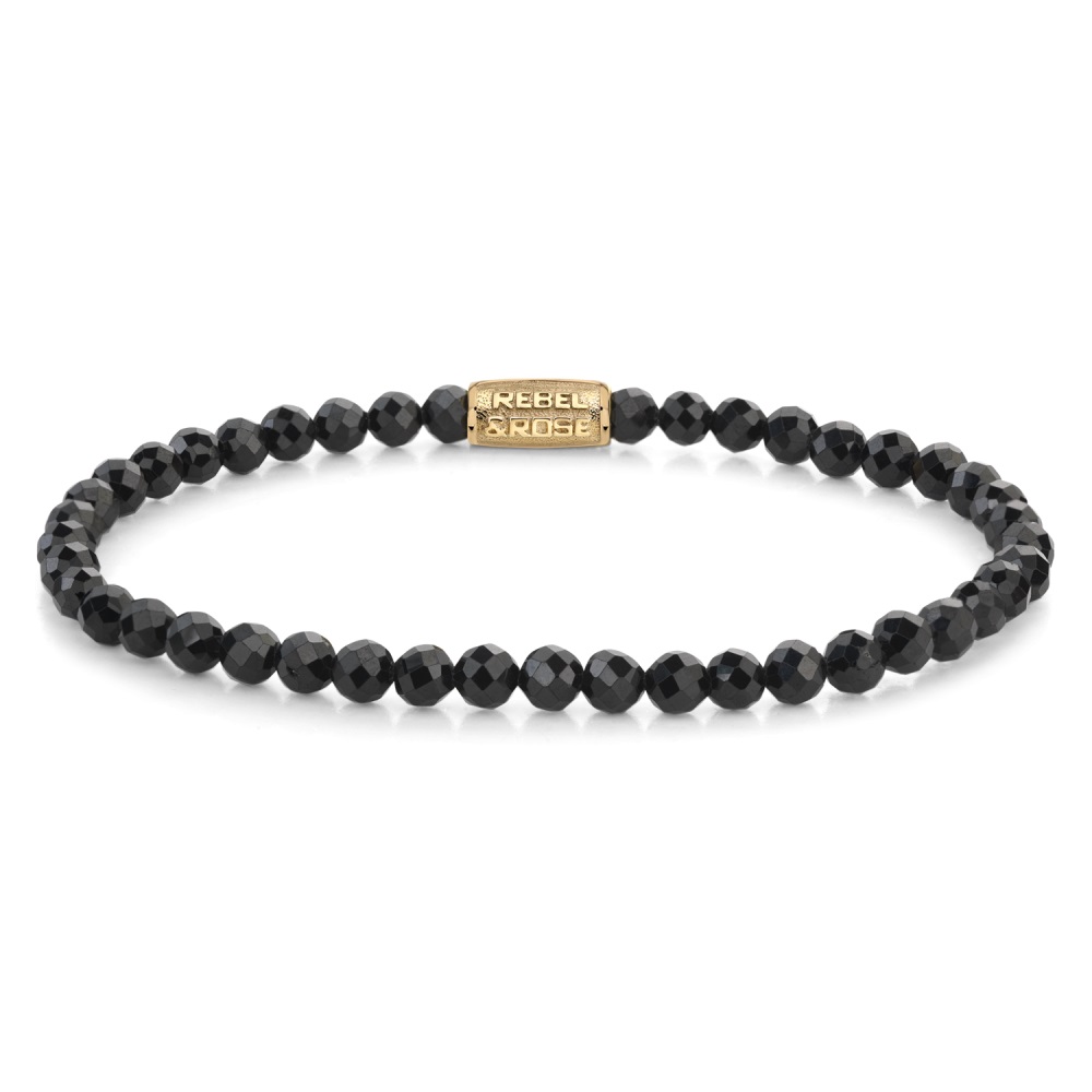Rebel & Rose - Black Glam Rocks Gold, verguld, 16.5cm - RR-40153-G-S