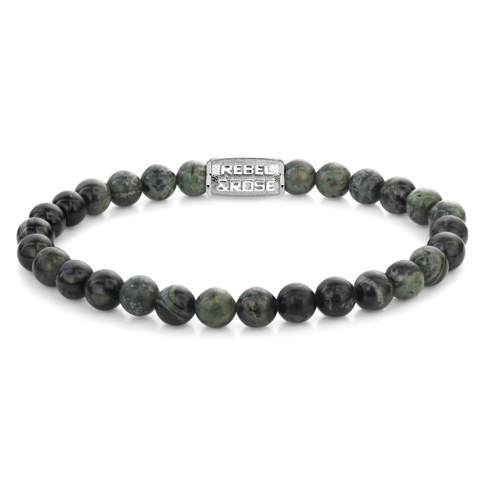Rebel & Rose - Green Rocks - 6mm Small, Staal 16.5cm - RR-60139-S-S