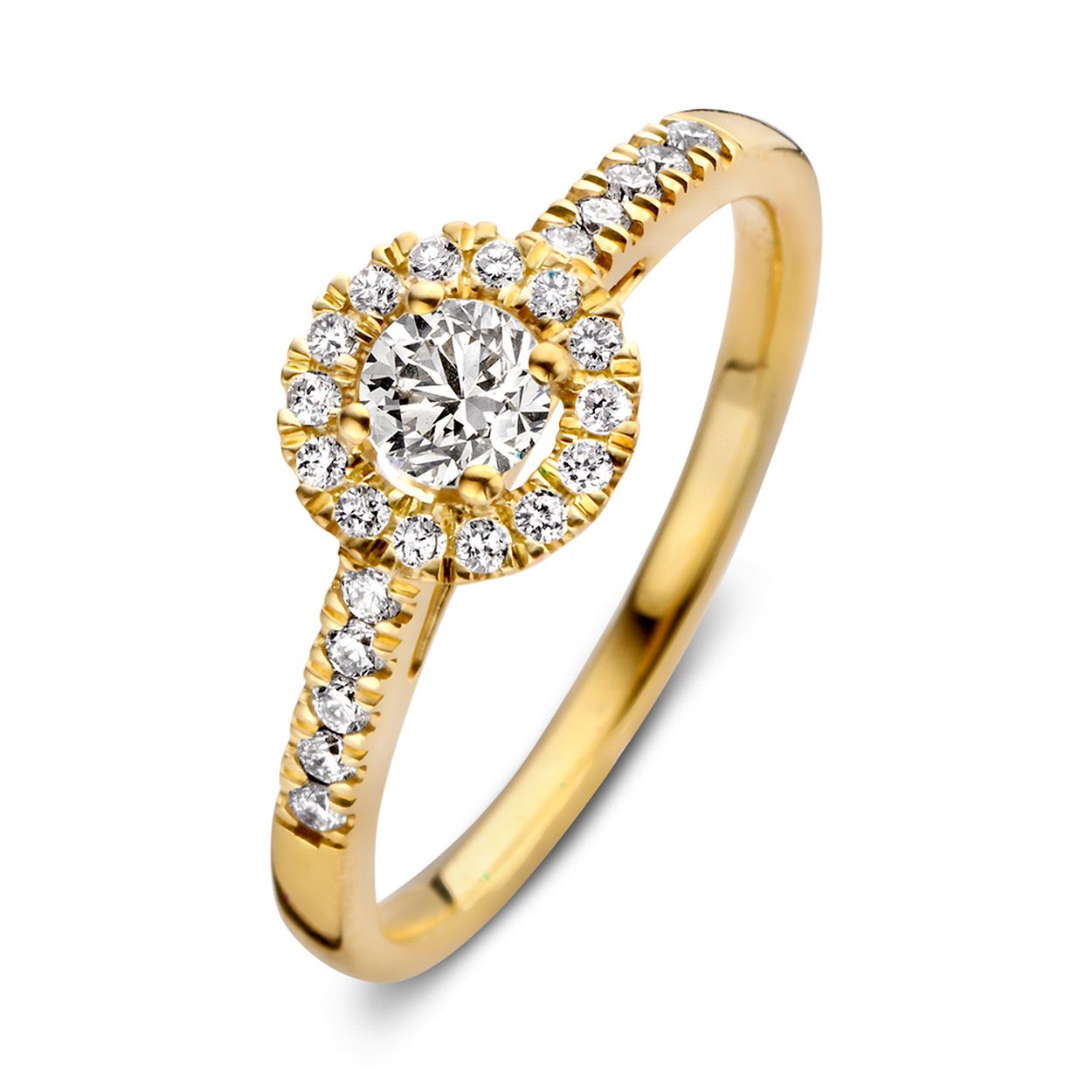 Aurore Jewelry - 18kt Geelgouden entourage ring bezet met briljant geslepen labgrown diamanten - RA15110050-53