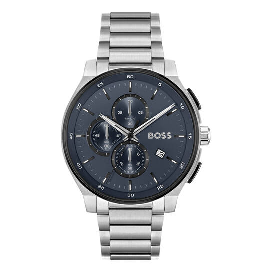 BOSS HB1514189 PEAK 2.0 Herenhorloge Chrono 44mm 
Dit BOSS horloge uit de PEAK 2.0 serie met artikelnr: HB1514189 heeft een luxe uitstraling. Zeer geschikt voor de moderne stijlvolle man van nu. Het herenhorloge valt op door zijn stalen horlogekast met een gladde zwarte bezel en een blauwe sunray wijzerplaat met een chronograaf en datum. Opvallend zijn de wijzers die met lumibrite zijn ingelegd. Aan de kast zit een mat glanzende stalen schakelband met vouwsluiting. Het horloge heeft een doorsnee van 44mm met een mineraalglas en is 5ATM. 

HET MERK:
HUGO BOSS is afgestemd op levensstijlen waar het gaat om kwaliteit en precisie. Het wereldwijde fashionlabel is verdeeld in twee merken: BOSS en HUGO. Het merk BOSS biedt geavanceerde, moderne horloges gericht op kwaliteit en design om een onberispelijke look te creëren – of het nu zakelijk, casual of sportief is. De horloge collectie van BOSS is perfect afgestemd op levensstijlen waar het gaat om kwaliteit en precisie. BOSS is op maat gemaakt in een onberispelijke stijl.

Blijf stijlvol bij de tijd. Voor de BOSS-vrouw is stijl het handelsmerk en draait alles om
details. Breng uw look naar een hoger niveau met onze nieuwe en kenmerkende horlogecollectie.

SPECIFICATIES:
- Mineraalglas
- Ronde kastvorm, Ø 44mm
- Stalen horlogekast
- Blauwe wijzerplaat
- Stalen schakelband
- Chronograaf
- 5ATM