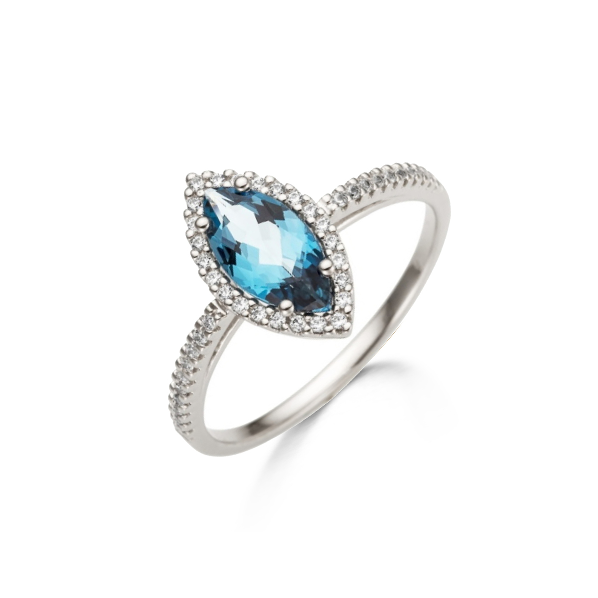 063509T1
Entouragering Au750 Wit goud 18 kt
44Diamant(en) briljant slijpsel0.18 ctSiG-H
1Topaas London blue1.45 ct