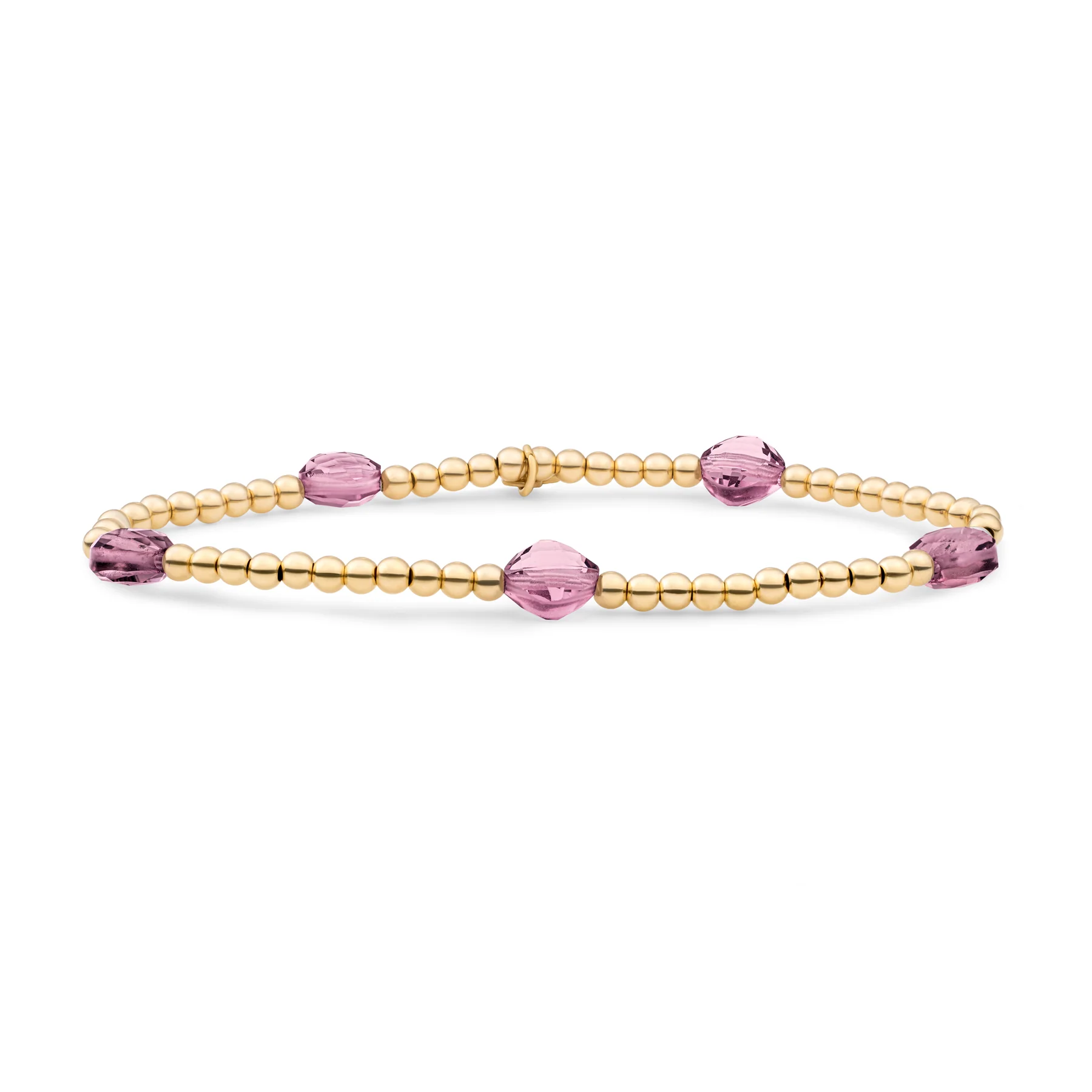 Sparkling Jewels armband Cushion Cut Beads Aubergine Quartz goldplated