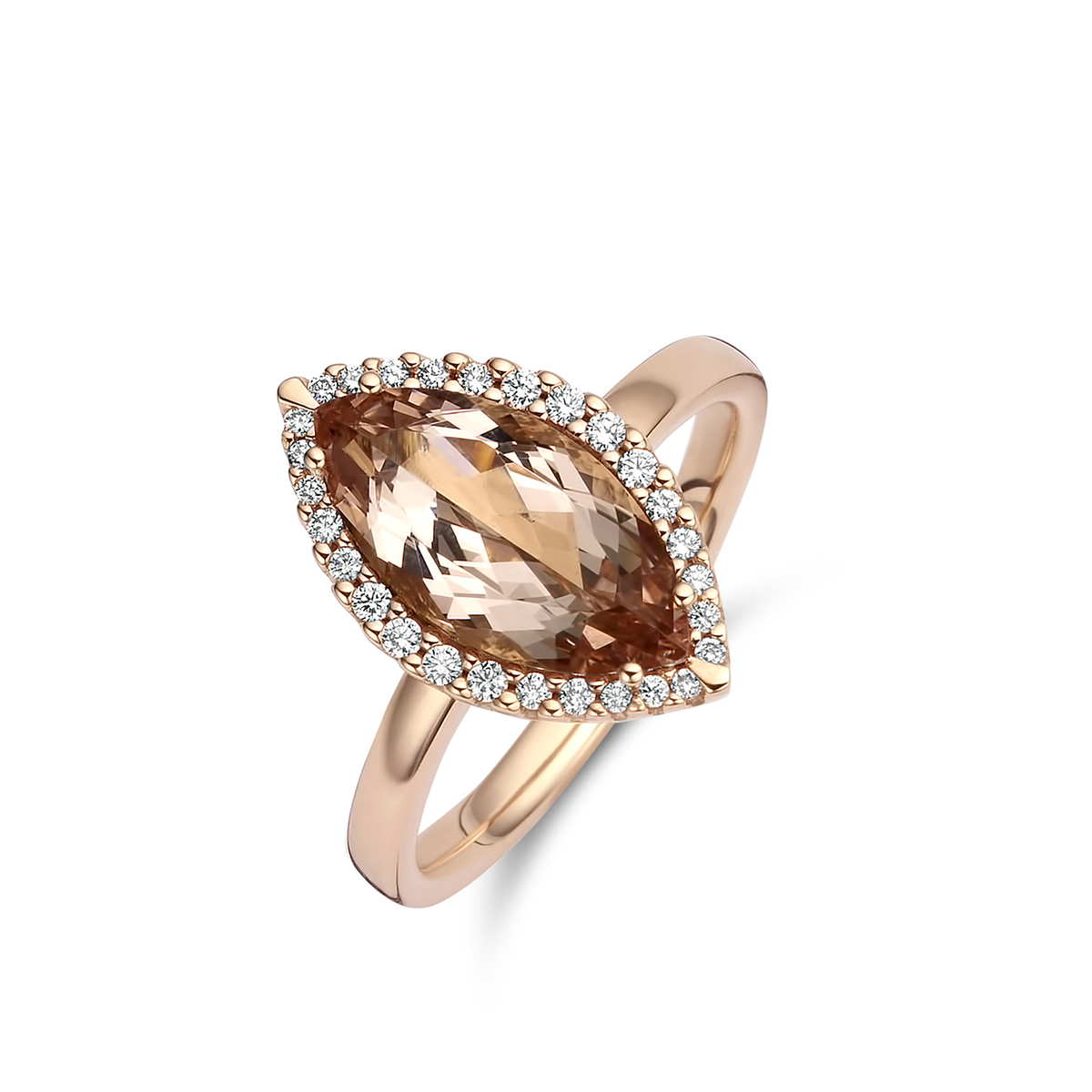  Entouragering au750 roze goud 18 kt
28Diamant(en) briljant slijpsel0.16 ctVsF-G
1Morganiet2.75 ct