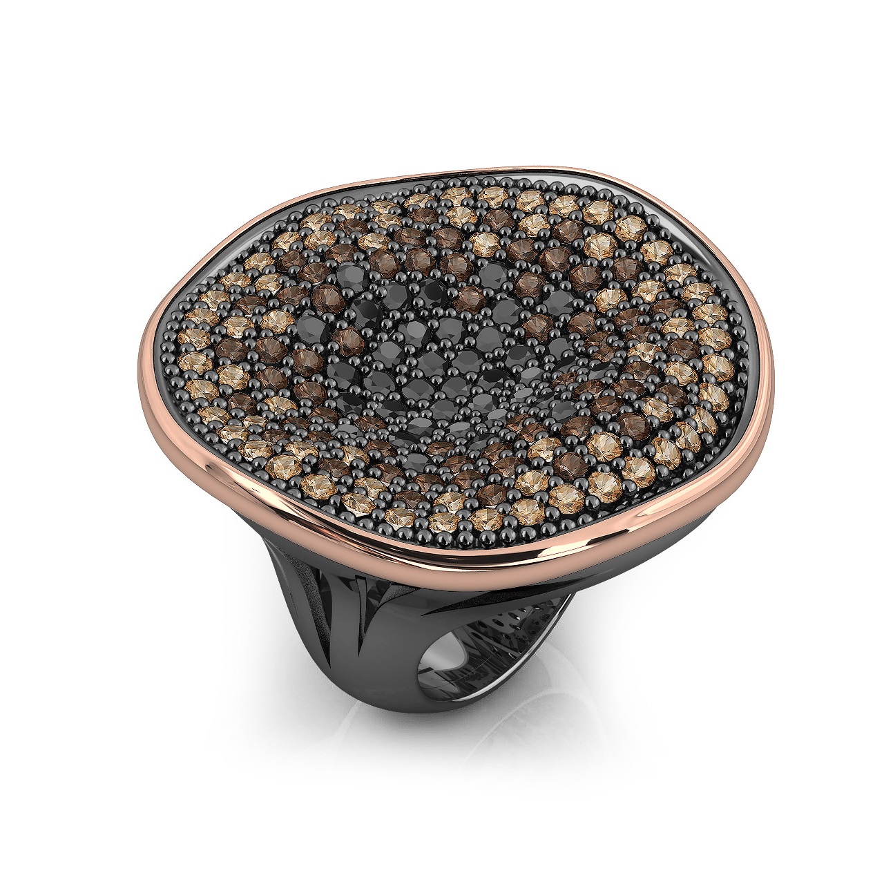 Bohemme - CORE Champagne lijn Big Bang met 18krt Zirconia en zwart Spinel - 7FOR004R56